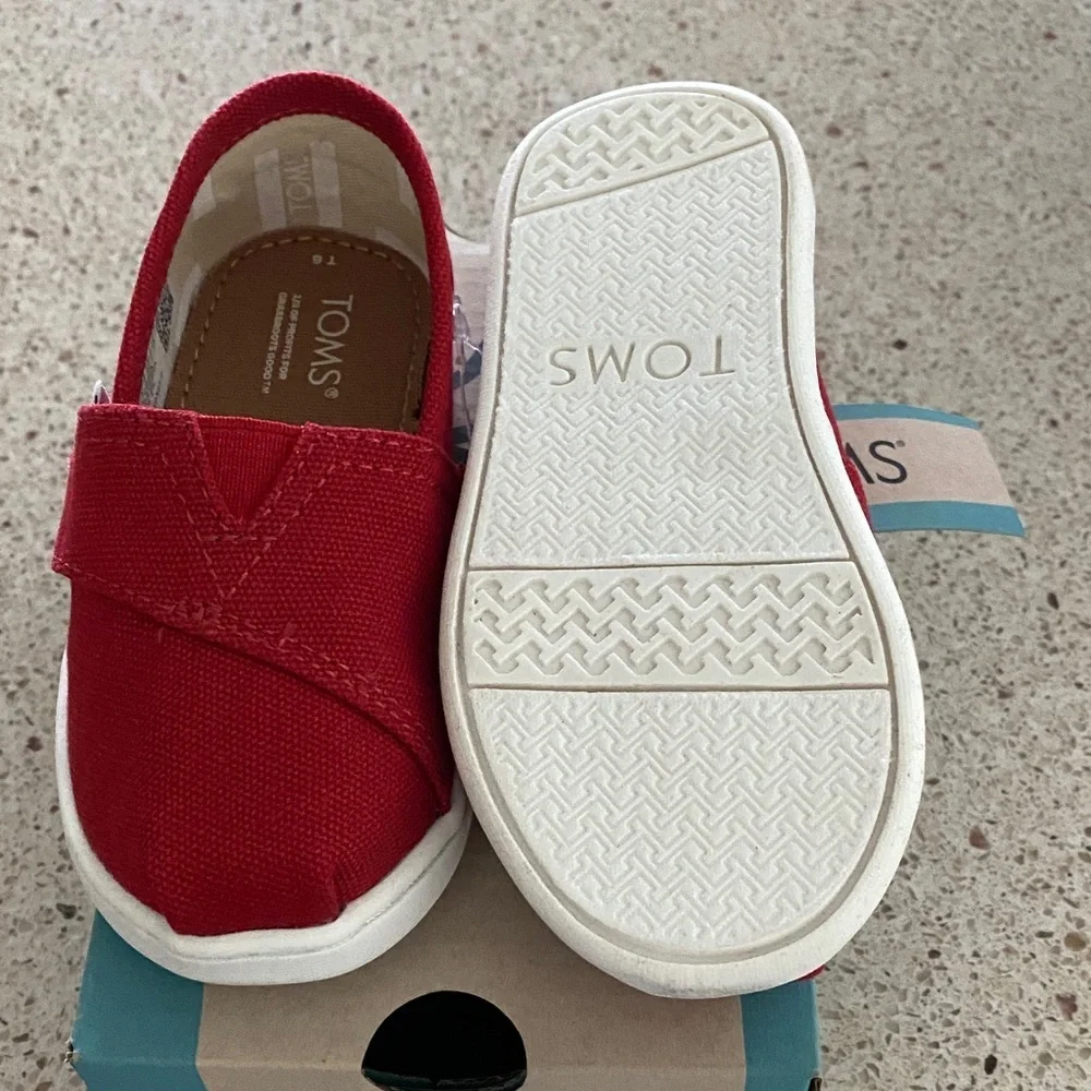 TOMS Kids Red Canvas Slip-On Shoes